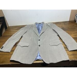 Brad Whitney Western Mens 44L Gray Light Blue Corduroy Sports Coat Jacket Blazer